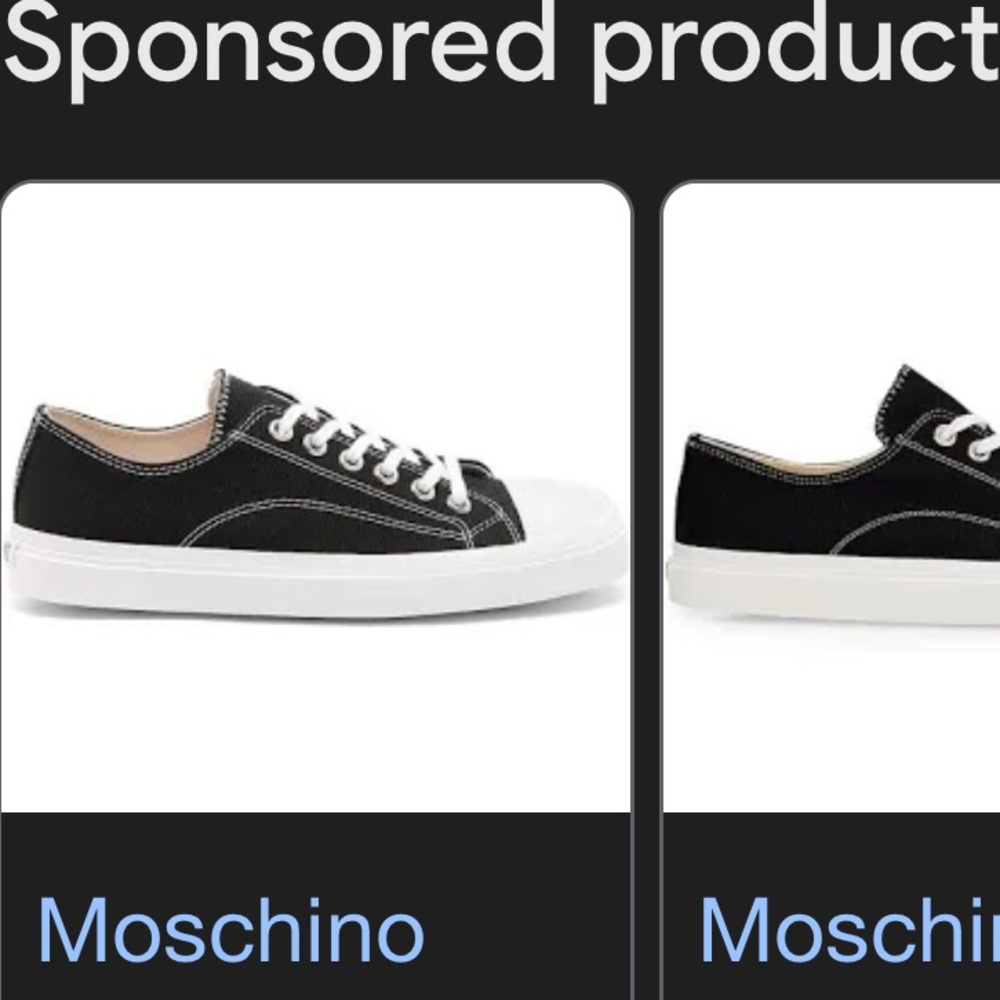Moschino Black and White Low-Top Canvas Sneakers - Picture 7 of 7
